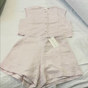 Julia Amory Pink Linen Two-Piece Set - size S NWT